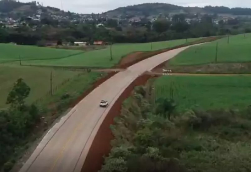 Trecho em obras na BR 163, no Extremo Oeste de SC (Foto: DNIT)