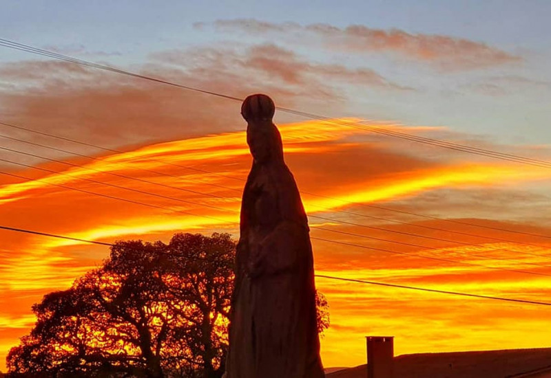 Imagem da Nossa Senhora da Serra no início da manhã desta terça-feira em São Joaquim — Foto: Mycchel Hudsonn Legnaghi/São Joaquim Online