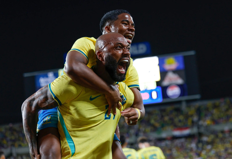 Igor  Thiago anotou o segundo gol do Brasil, cobrando pênaltis sofrido por Endrick (Foto: Rafael Ribeiro/CBF)