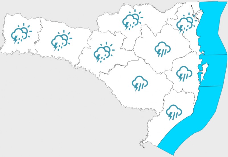 Terça-feira com chuvas e temporais em Santa Catarina. – Imagem: Defesa Civil/Divulgação