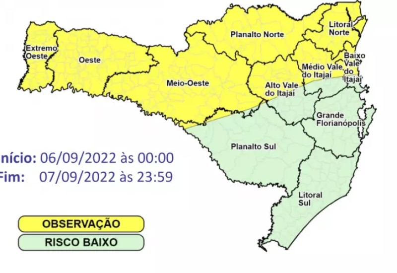 Regiões do Norte do Estado estão em observação para os fenômenos – Foto: Defesa Civil/Divulgação/ND